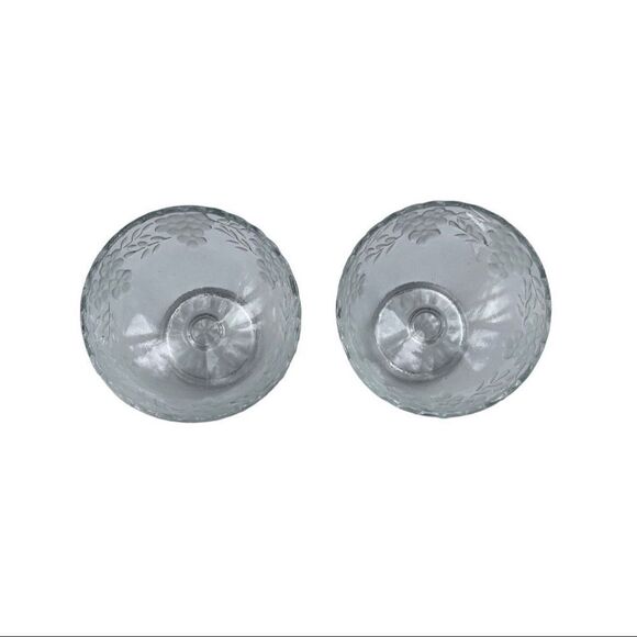 Vintage Dessert Footed Pressed Glass Bowls • Raised Frosted Daisy Pattern • (2) - Picture 3 of 10